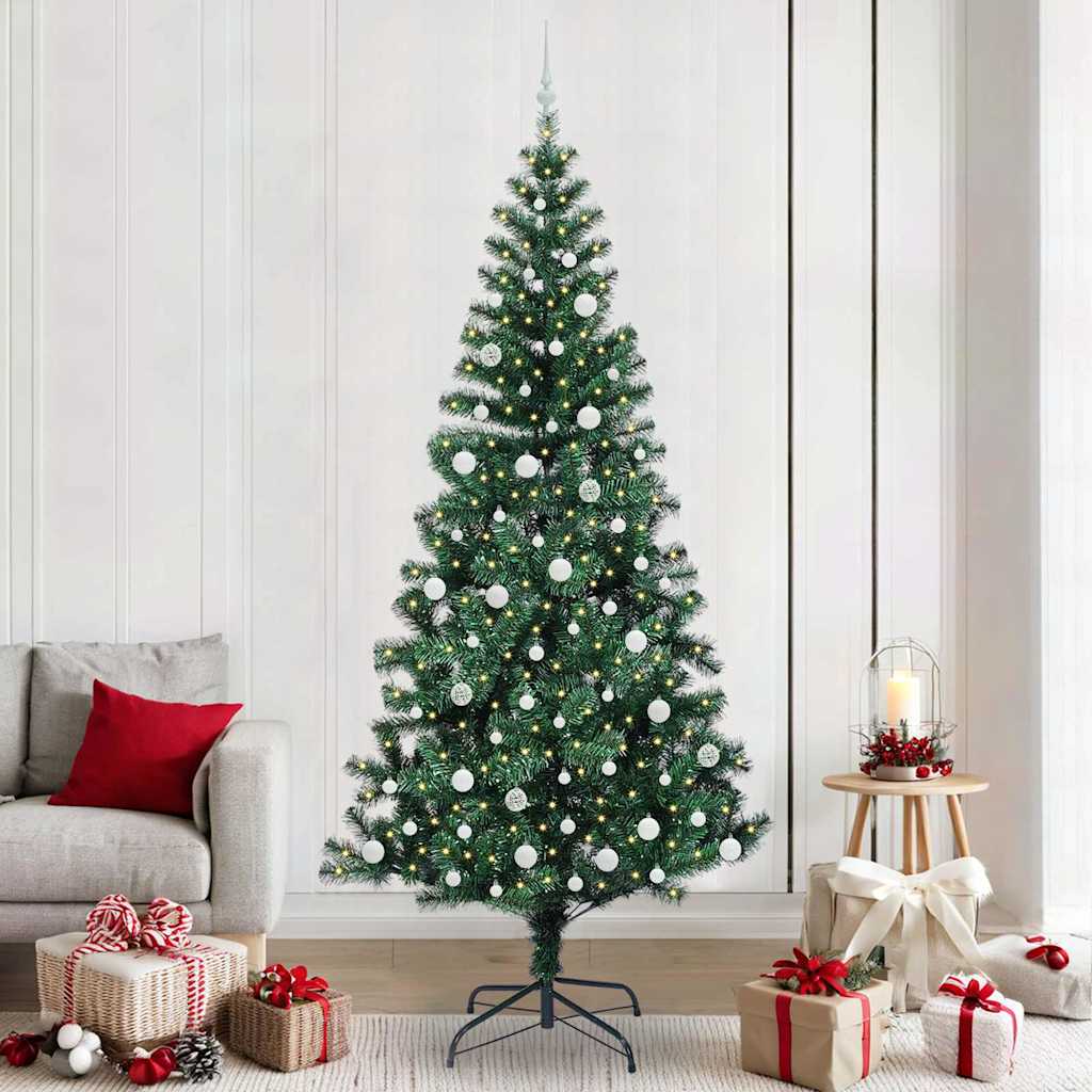 Sapin de Noël artificiel pré-éclairé Vert 240 cm PVC et métal - XIOS