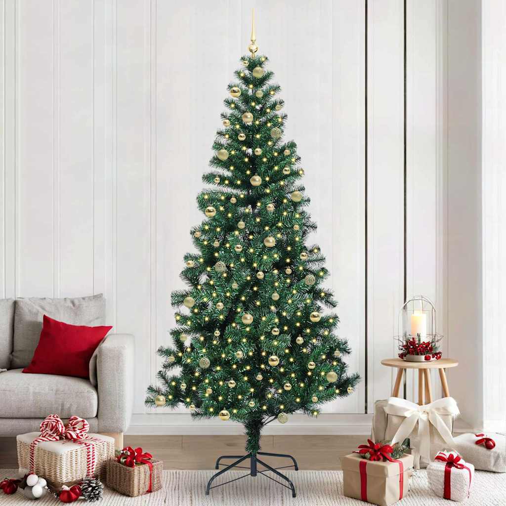 Sapin de Noël artificiel pré-éclairé Vert 240 cm PVC et métal - XIOS