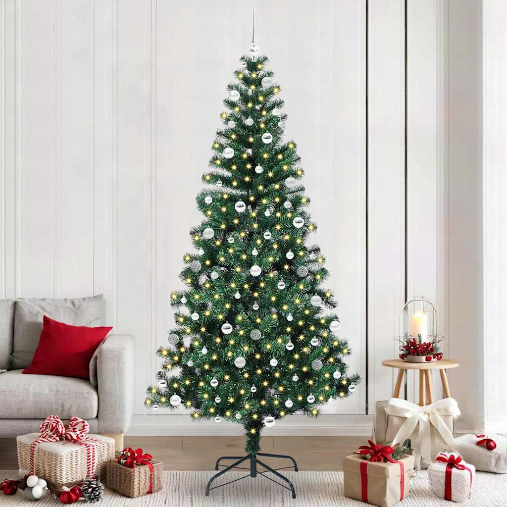 Sapin de Noël artificiel pré-éclairé Vert 240 cm PVC et métal - XIOS