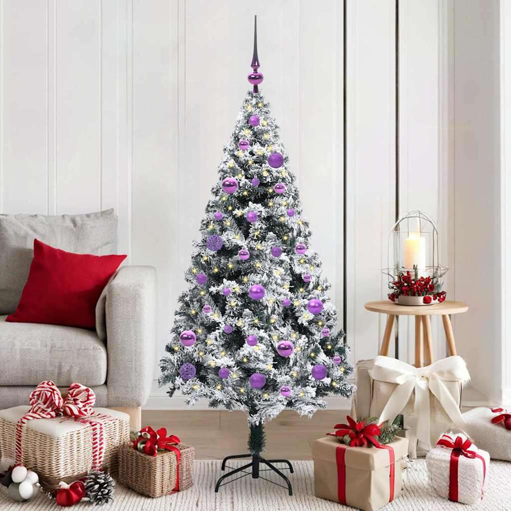 Sapin de Noël artificiel Blanc 150 cm PVC, Acier et Plastique