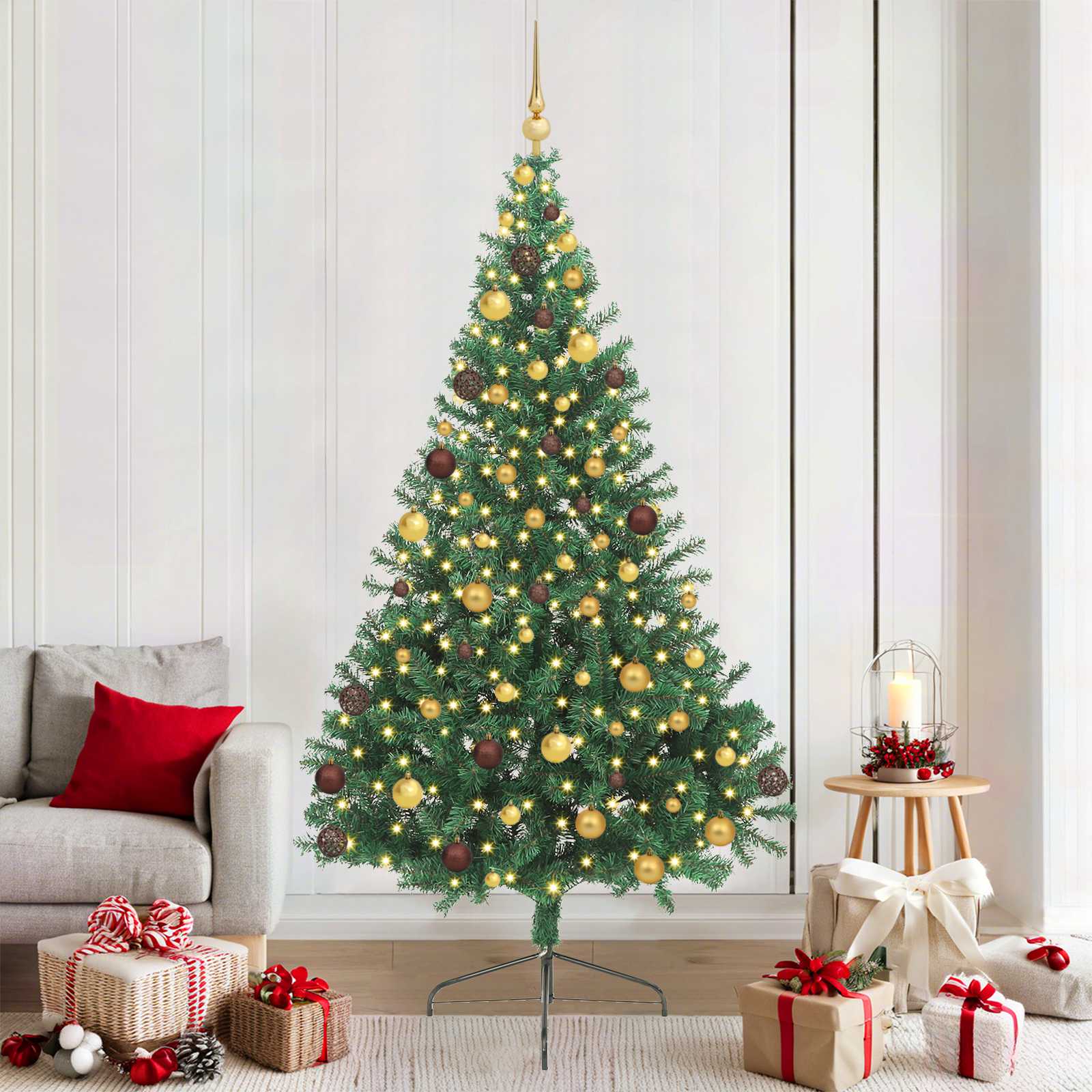 Sapin de Noël artificiel pré-éclairé Vert 210 cm PVC