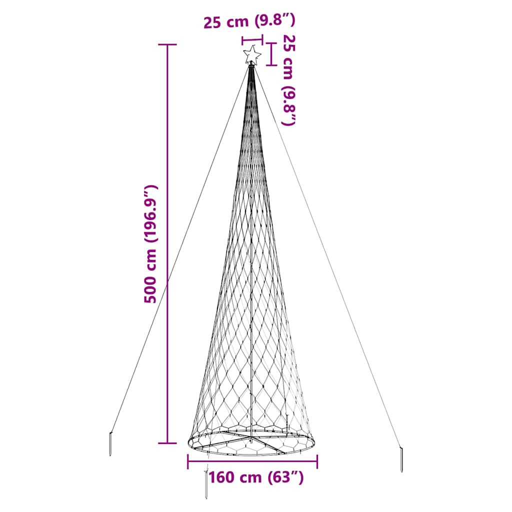 Arbre de Noël LED Multicolore 160 x 160 x 500 cm Métal - XIOS