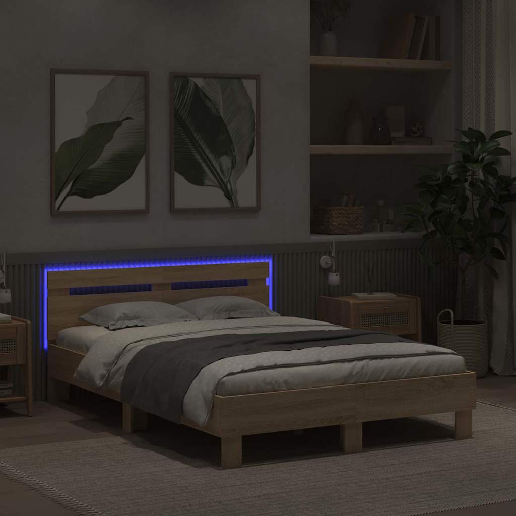 Cadre de lit avec LED Sonoma 137 x 190 cm Bois d'ingénierie - XIOS