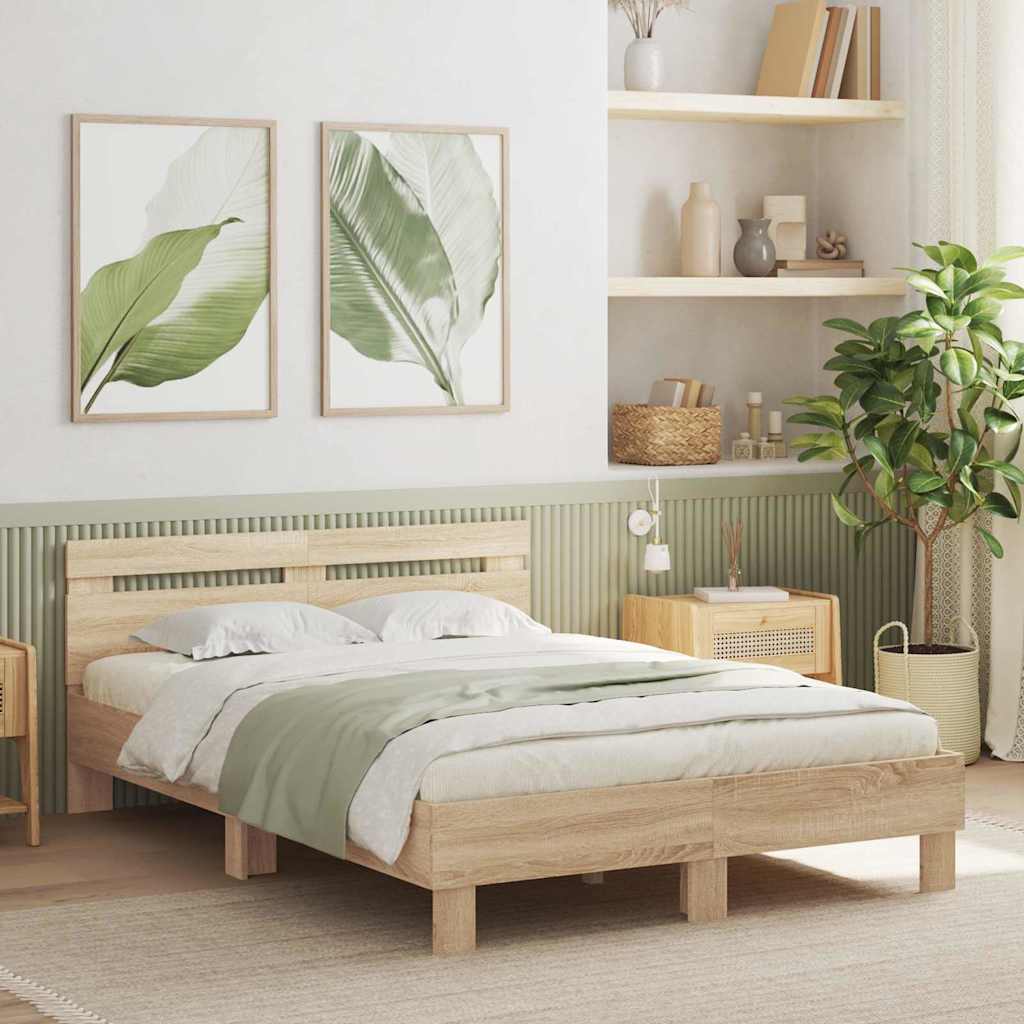 Cadre de lit avec LED Sonoma 137 x 190 cm Bois d'ingénierie - XIOS