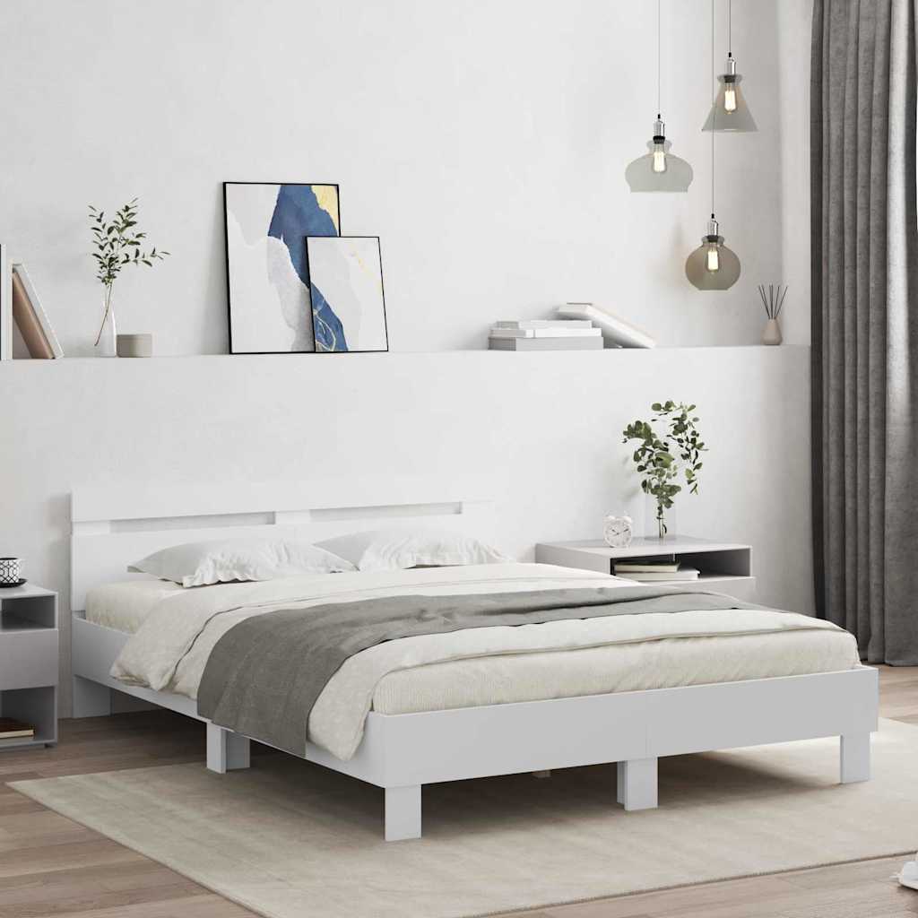 Cadre de lit avec LED Blanc 137 x 190 cm Bois d'ingénierie - XIOS
