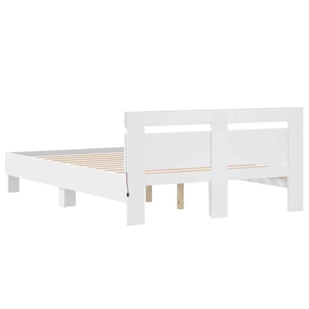 Cadre de lit avec LED Blanc 137 x 190 cm Bois d'ingénierie - XIOS