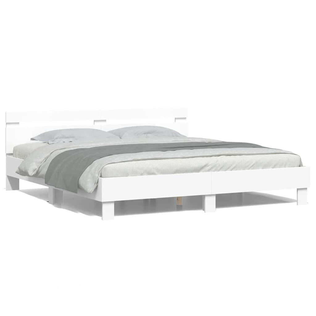 Cadre de lit avec LED Blanc 193 x 203 cm Bois d'ingénierie - XIOS