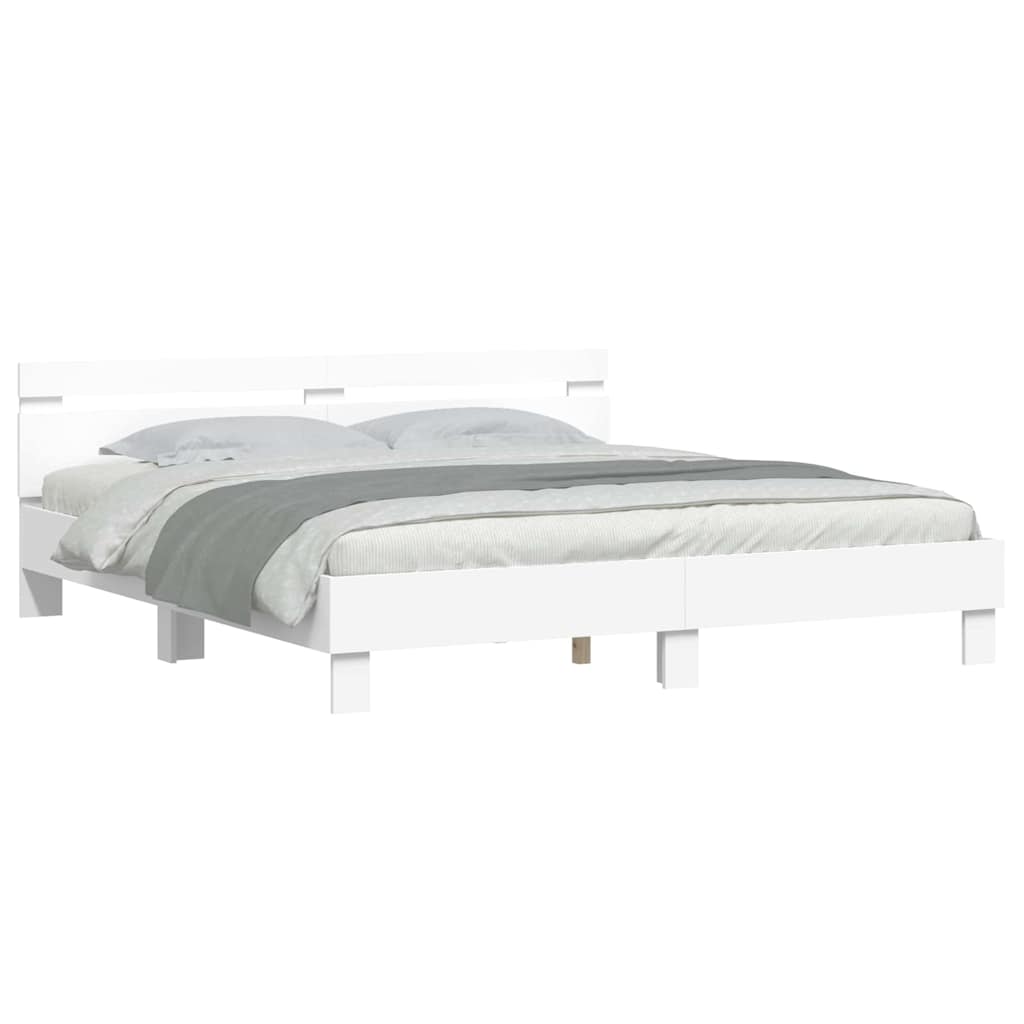 Cadre de lit avec LED Blanc 193 x 203 cm Bois d'ingénierie - XIOS