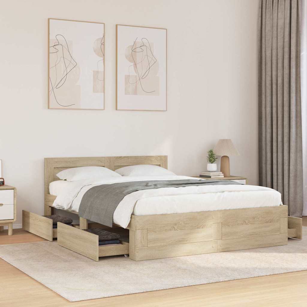 Cadre de lit 2 pcs Sonoma 137 x 188 cm Bois d'ingénierie - XIOS