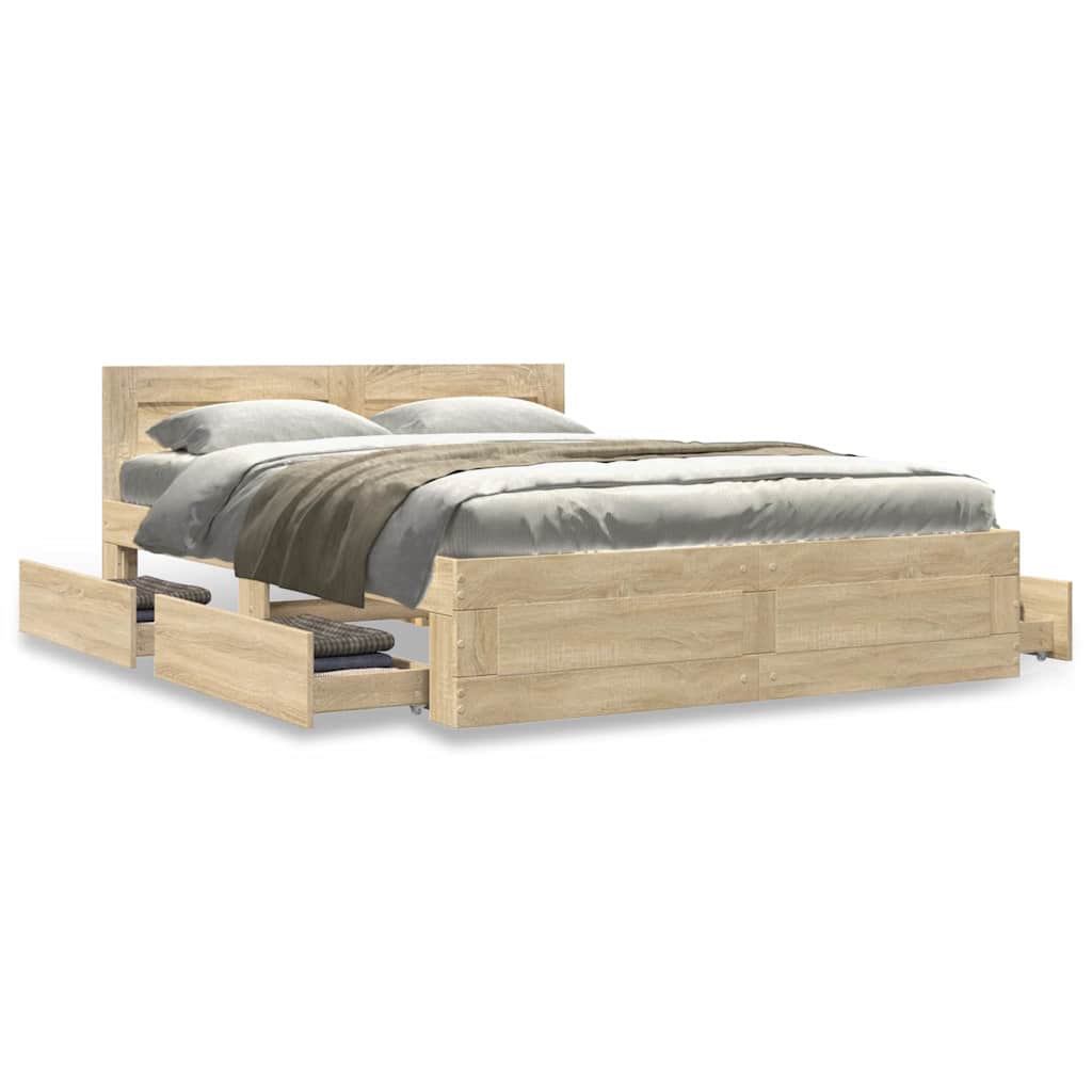 Cadre de lit 2 pcs Sonoma 137 x 188 cm Bois d'ingénierie - XIOS