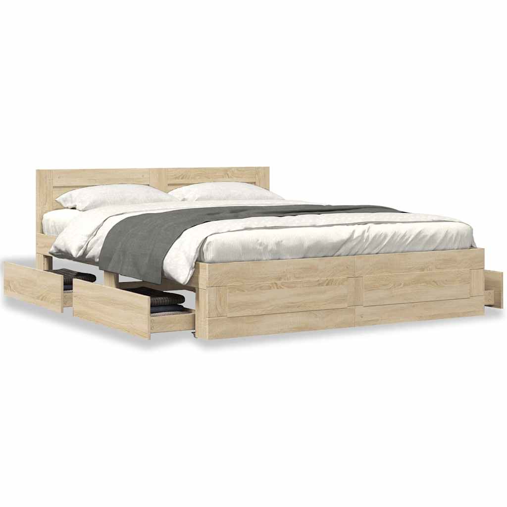 Cadre de lit 2 pcs Sonoma 153 x 203 cm Bois d'ingénierie - XIOS