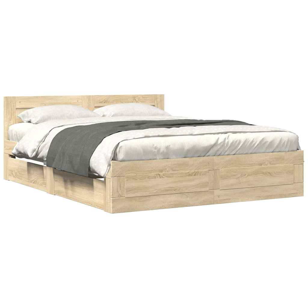 Cadre de lit 2 pcs Sonoma 153 x 203 cm Bois d'ingénierie - XIOS