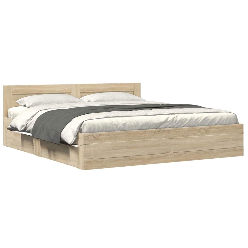Cadre de lit 2 pcs Sonoma 193 x 203 cm Bois d'ingénierie - XIOS
