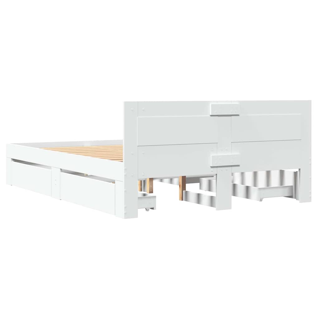 Cadre de lit 2 pcs Blanc 137 x 188 cm Bois d'ingénierie - XIOS