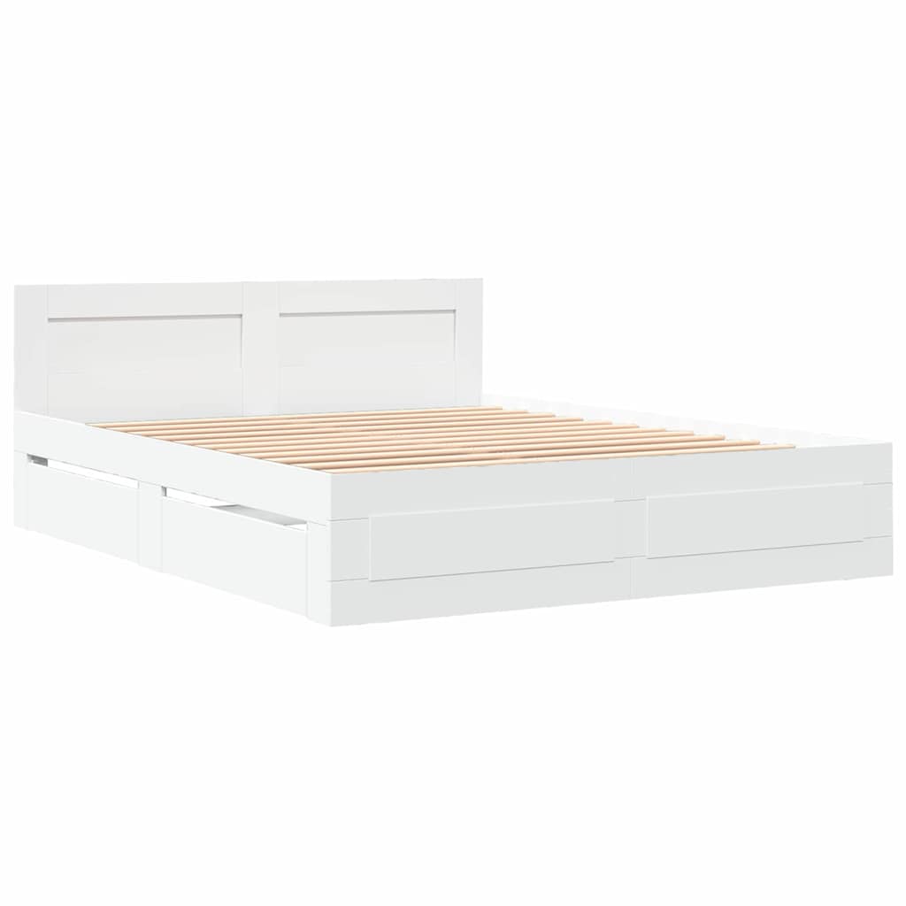 Cadre de lit 2 pcs Blanc 150 x 200 cm Bois d'ingénierie - XIOS