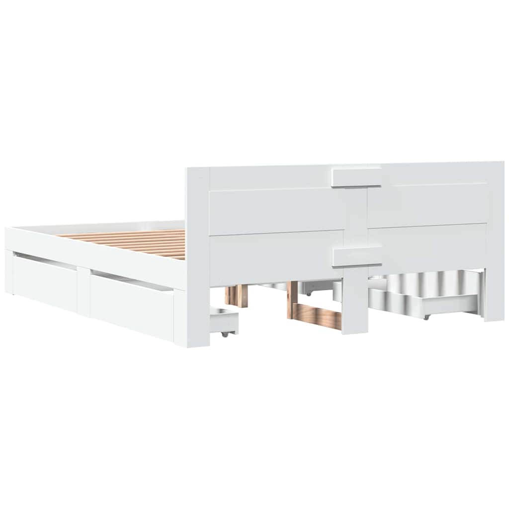 Cadre de lit 2 pcs Blanc 150 x 200 cm Bois d'ingénierie - XIOS