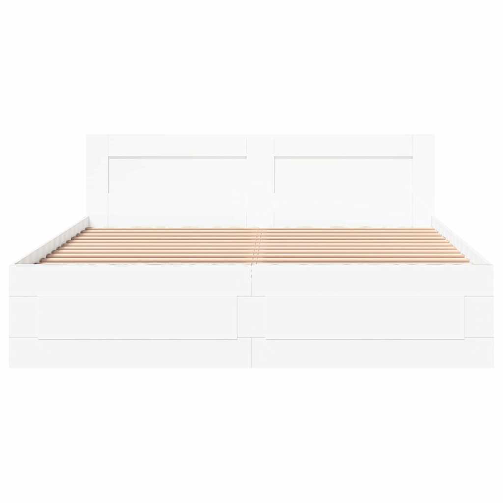 Cadre de lit 2 pcs Blanc 150 x 200 cm Bois d'ingénierie - XIOS