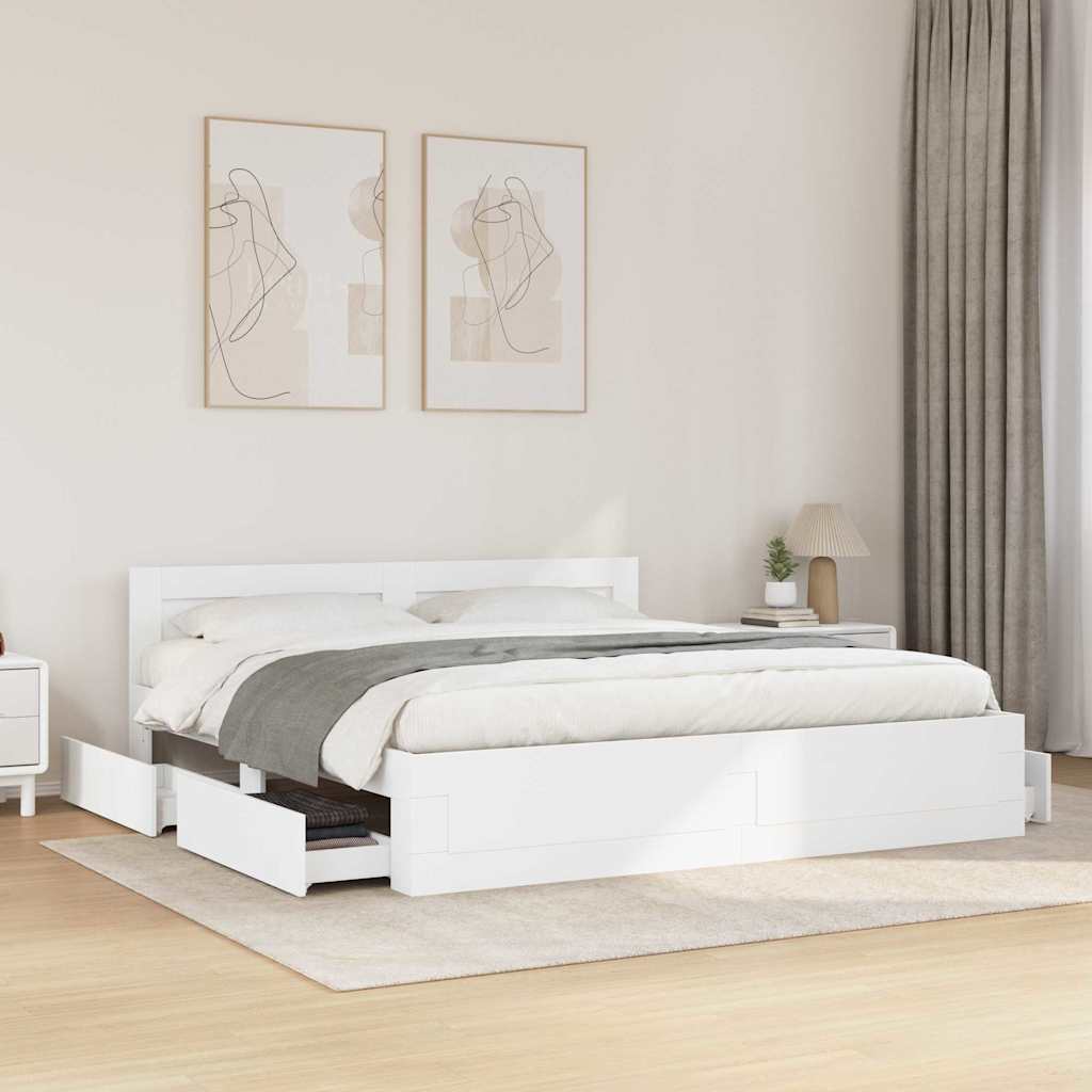 Cadre de lit 2 pcs Blanc 193 x 203 cm Bois d'ingénierie - XIOS