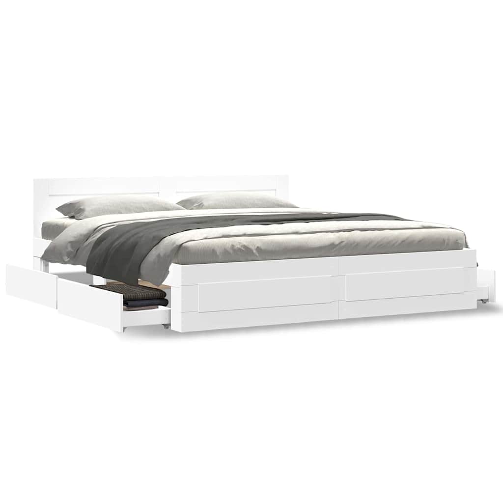 Cadre de lit 2 pcs Blanc 193 x 203 cm Bois d'ingénierie - XIOS