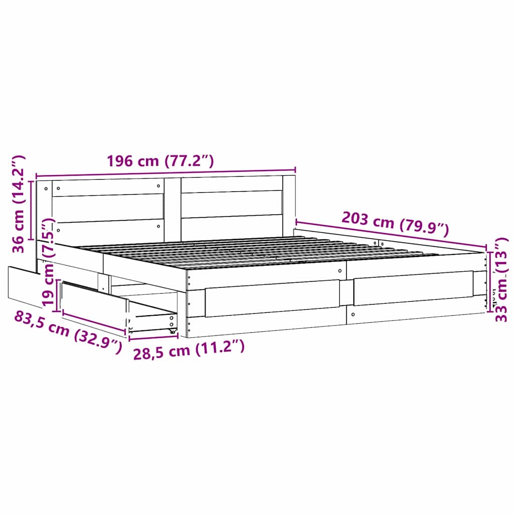 Cadre de lit 2 pcs Blanc 193 x 203 cm Bois d'ingénierie - XIOS