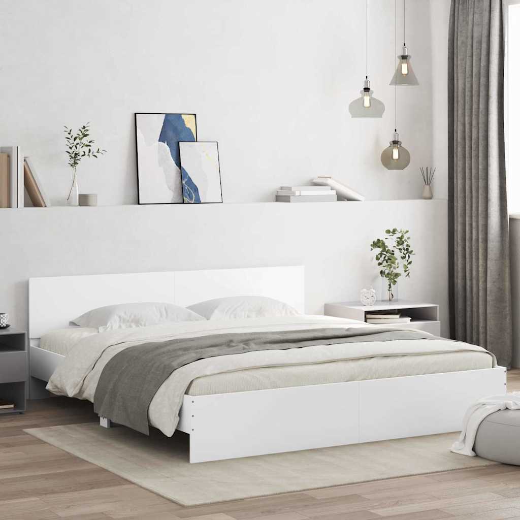 Cadre de lit 2 pcs Blanc 193 x 203 cm Bois d'ingénierie - XIOS