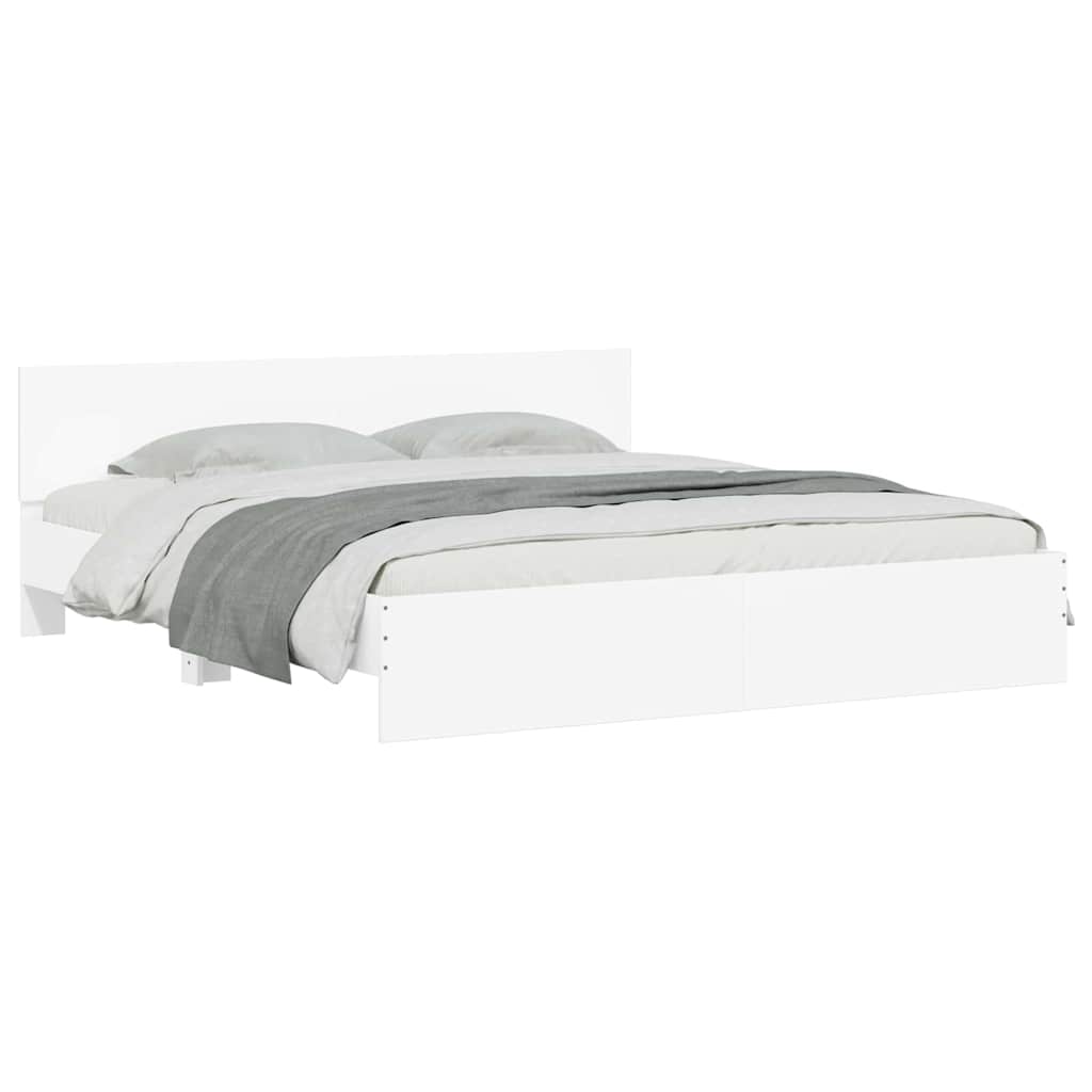 Cadre de lit 2 pcs Blanc 193 x 203 cm Bois d'ingénierie - XIOS