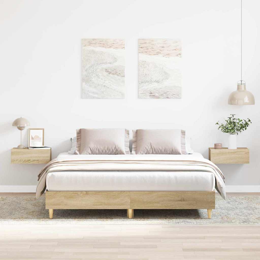 Cadre de lit 2 pcs Sonoma 152 x 203 cm Bois d'ingénierie - XIOS