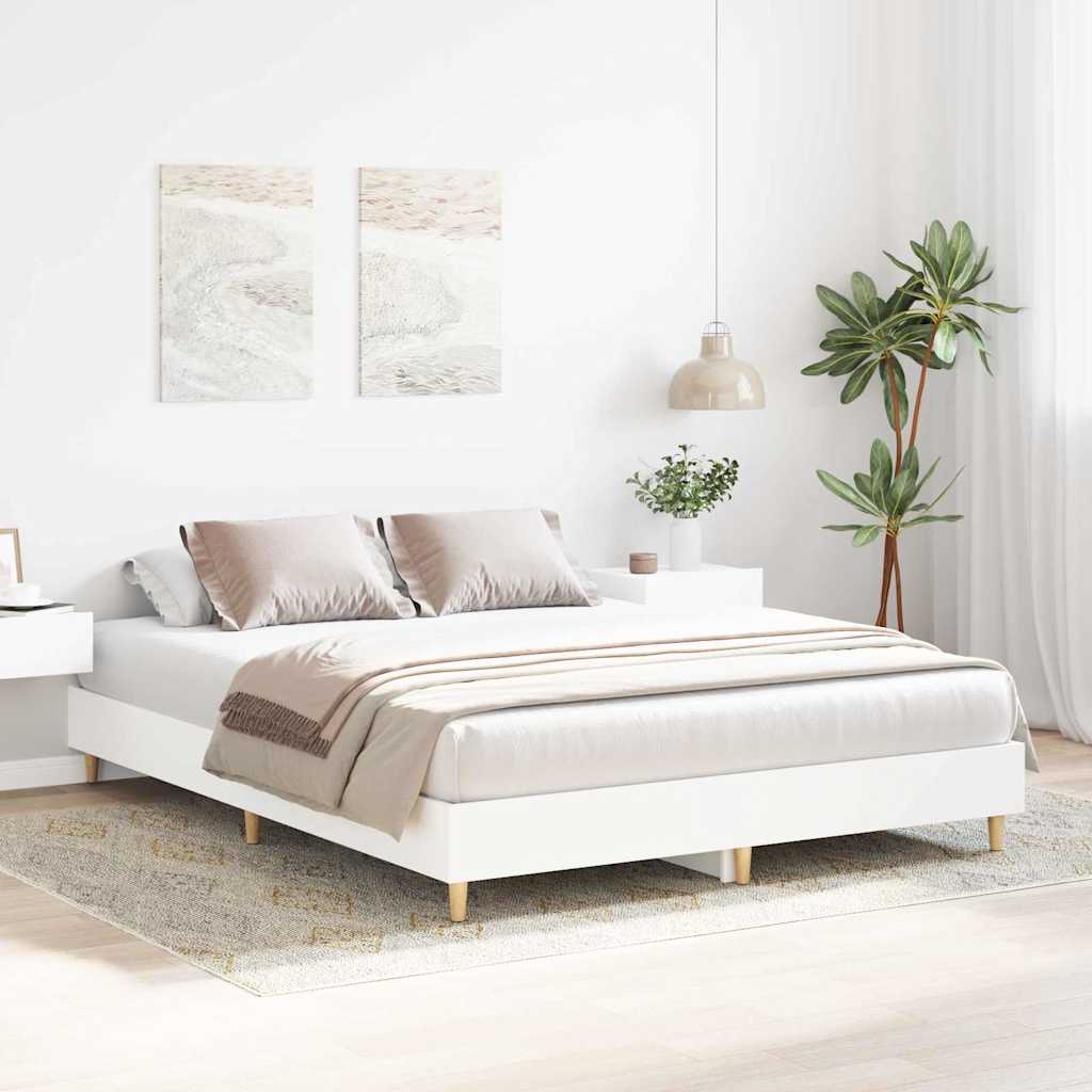 Cadre de lit 2 pcs Blanc 152 x 203 cm Bois d'ingénierie - XIOS