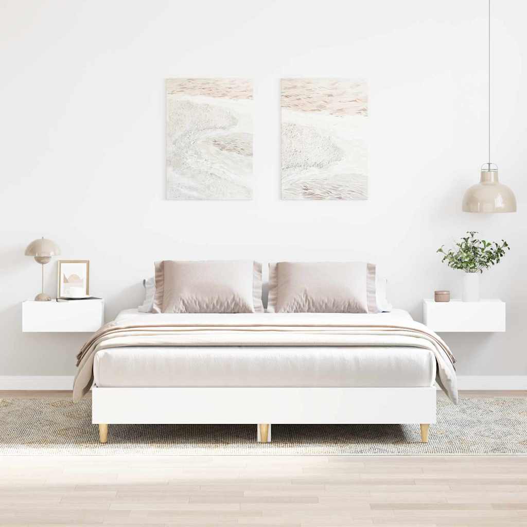 Cadre de lit 2 pcs Blanc 152 x 203 cm Bois d'ingénierie - XIOS