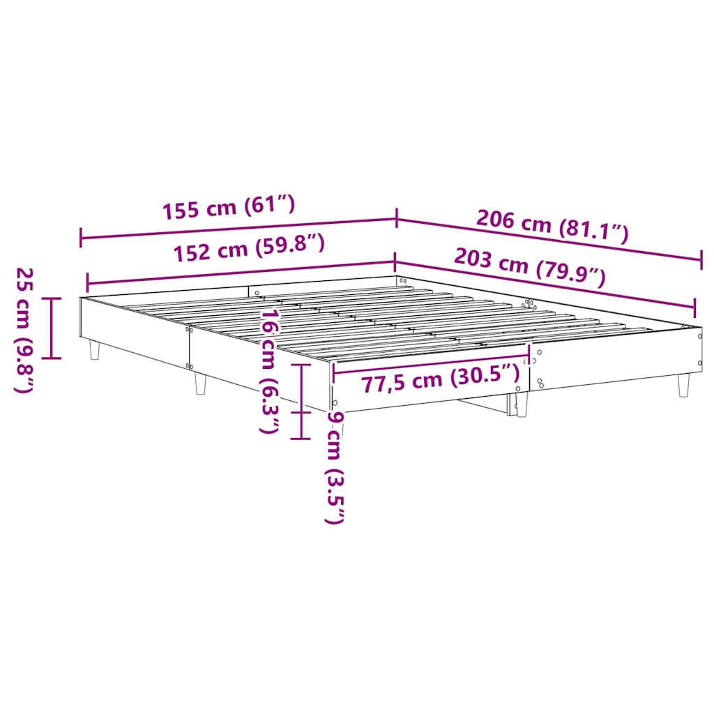 Cadre de lit 2 pcs Blanc 152 x 203 cm Bois d'ingénierie - XIOS