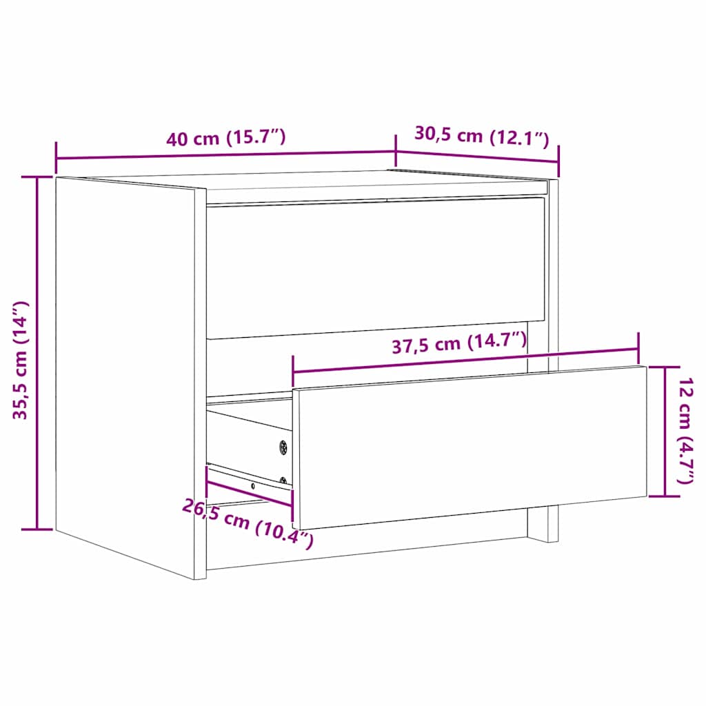 Tables de chevet 2 pcs Brun cire 40 x 30.5 x 35.5 cm - XIOS
