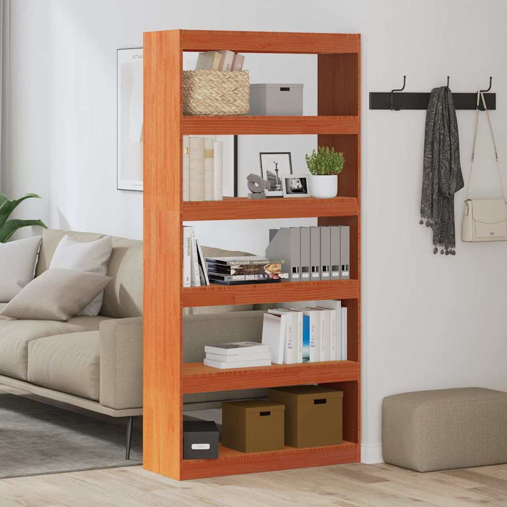 Bibliothèque Brun cire 80 x 30 x 167,5 cm Pin massif - XIOS