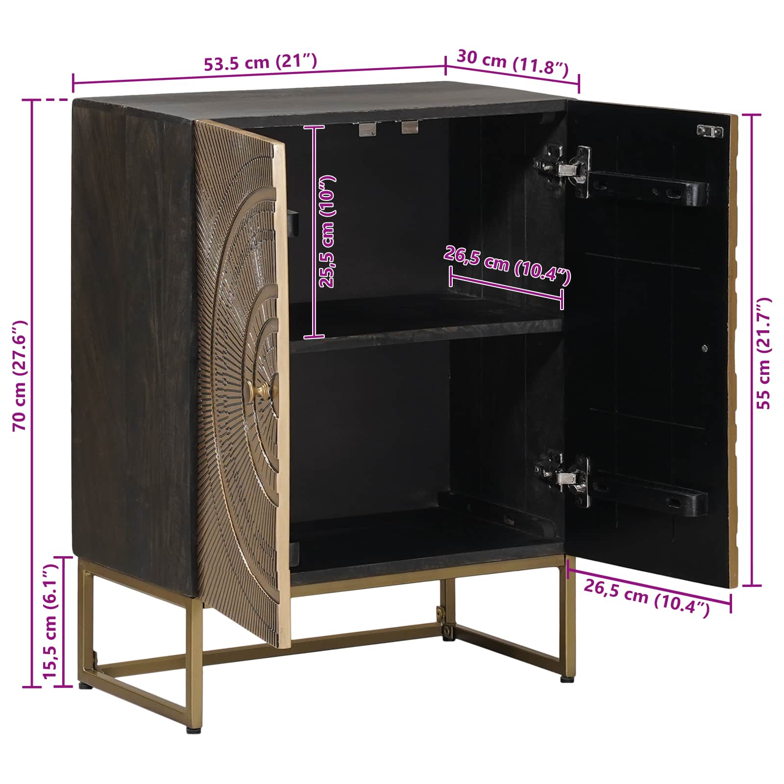 Buffet Laiton 53,5 x 30 x 70 cm - XIOS