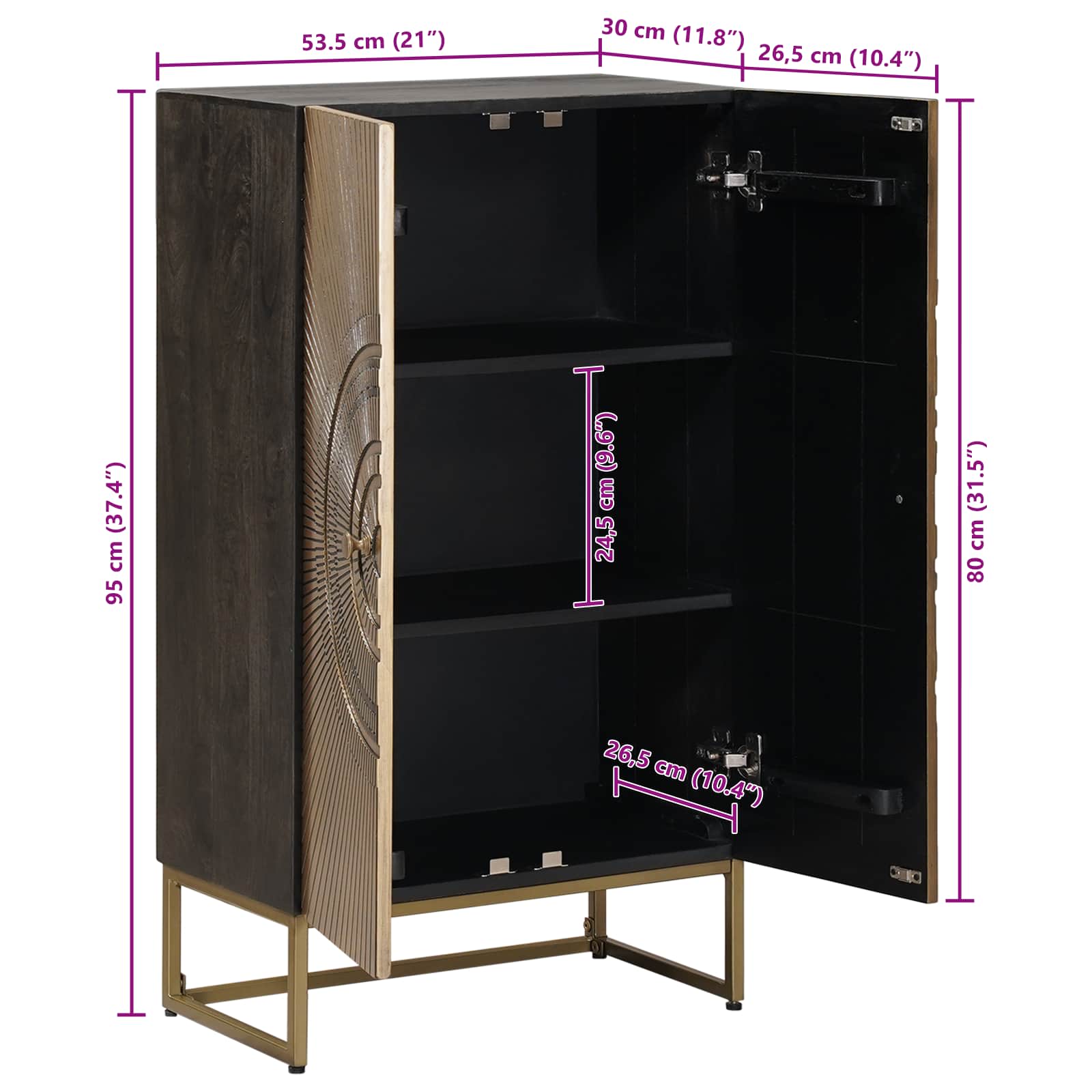 Haut Armoire Laiton 53,5 x 30 x 95 cm - XIOS