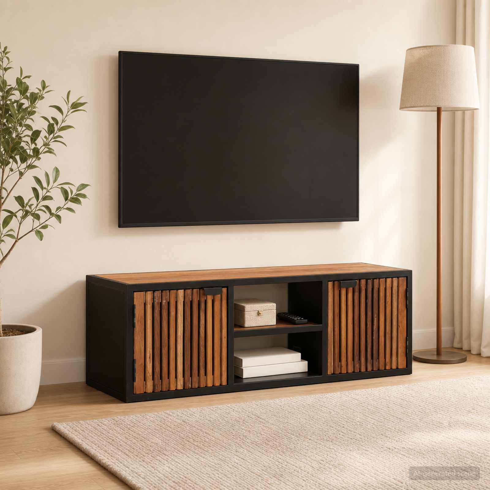 Meuble TV Fait Main 105 x 30 x 35 cm Bois de mangue massif
