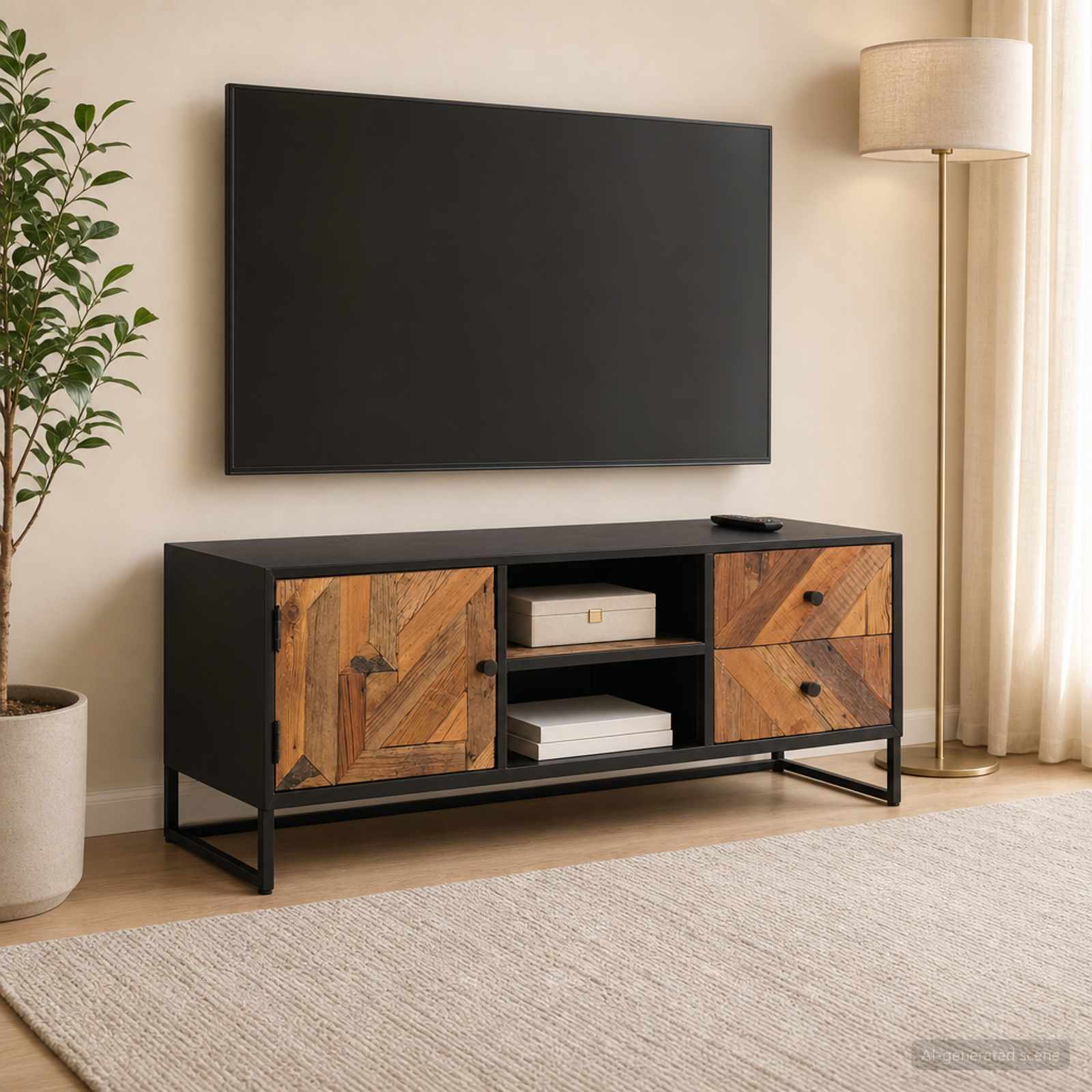 Meuble TV avec tiroir avec stockage avec porte 105 x 30 x 40 cm - XIOS