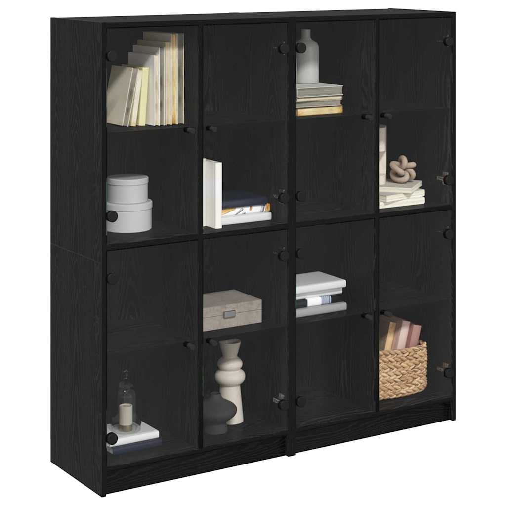 Haut Armoire 2 pcs Chêne noir 136 x 37 x 142 cm - XIOS