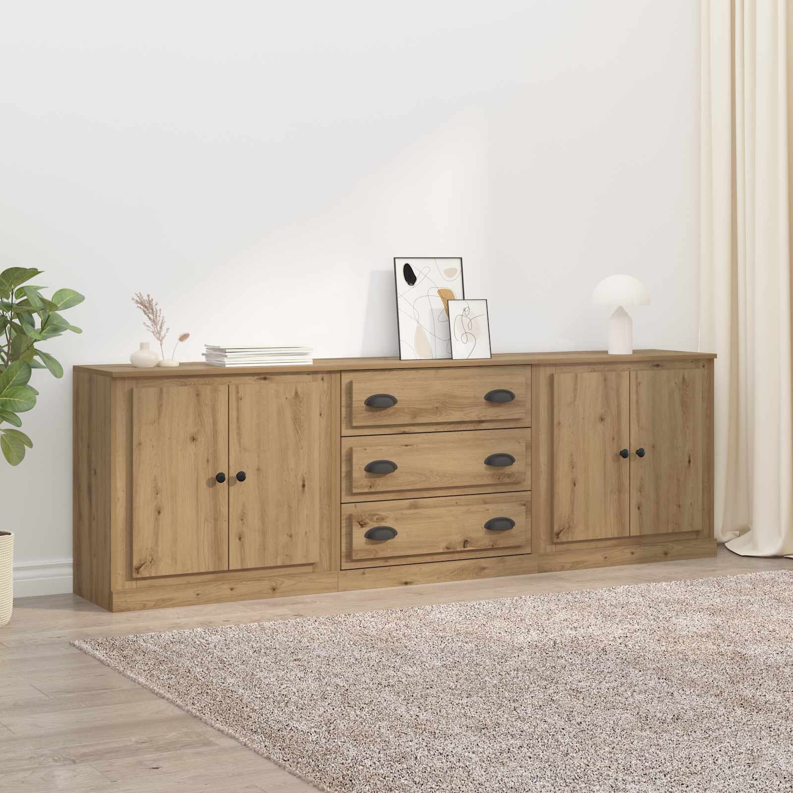 Buffets avec tiroir 3 pcs Chêne artisanal 210 x 35,5 x 67,5 cm - XIOS
