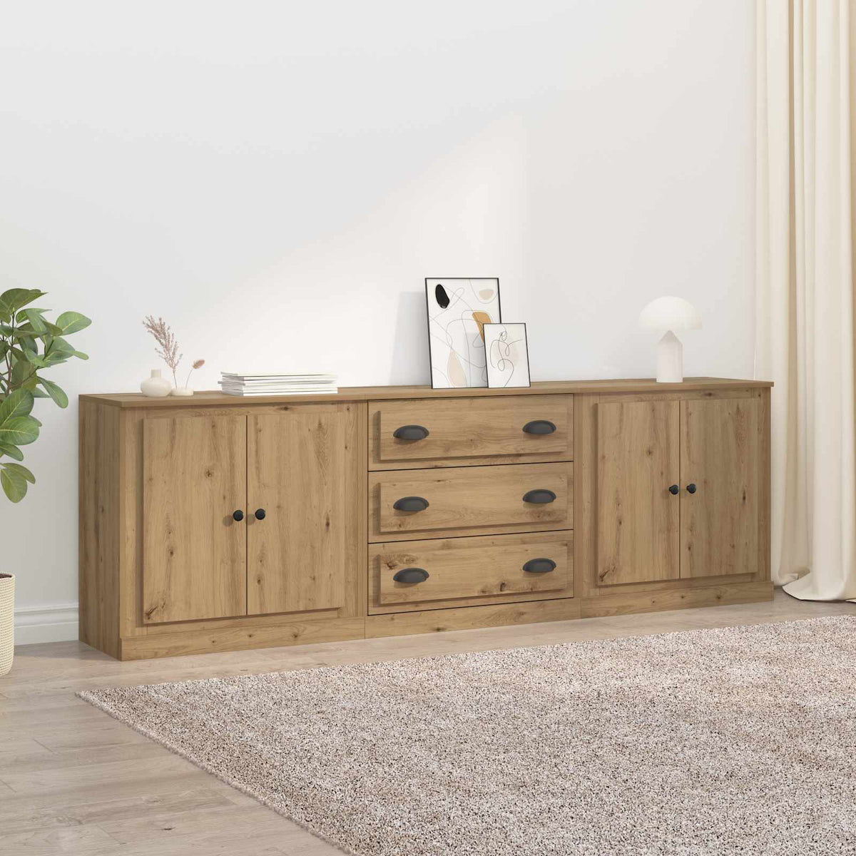 Buffets 3 pc Chêne artisanal 210 x 35,5 x 67,5 cm