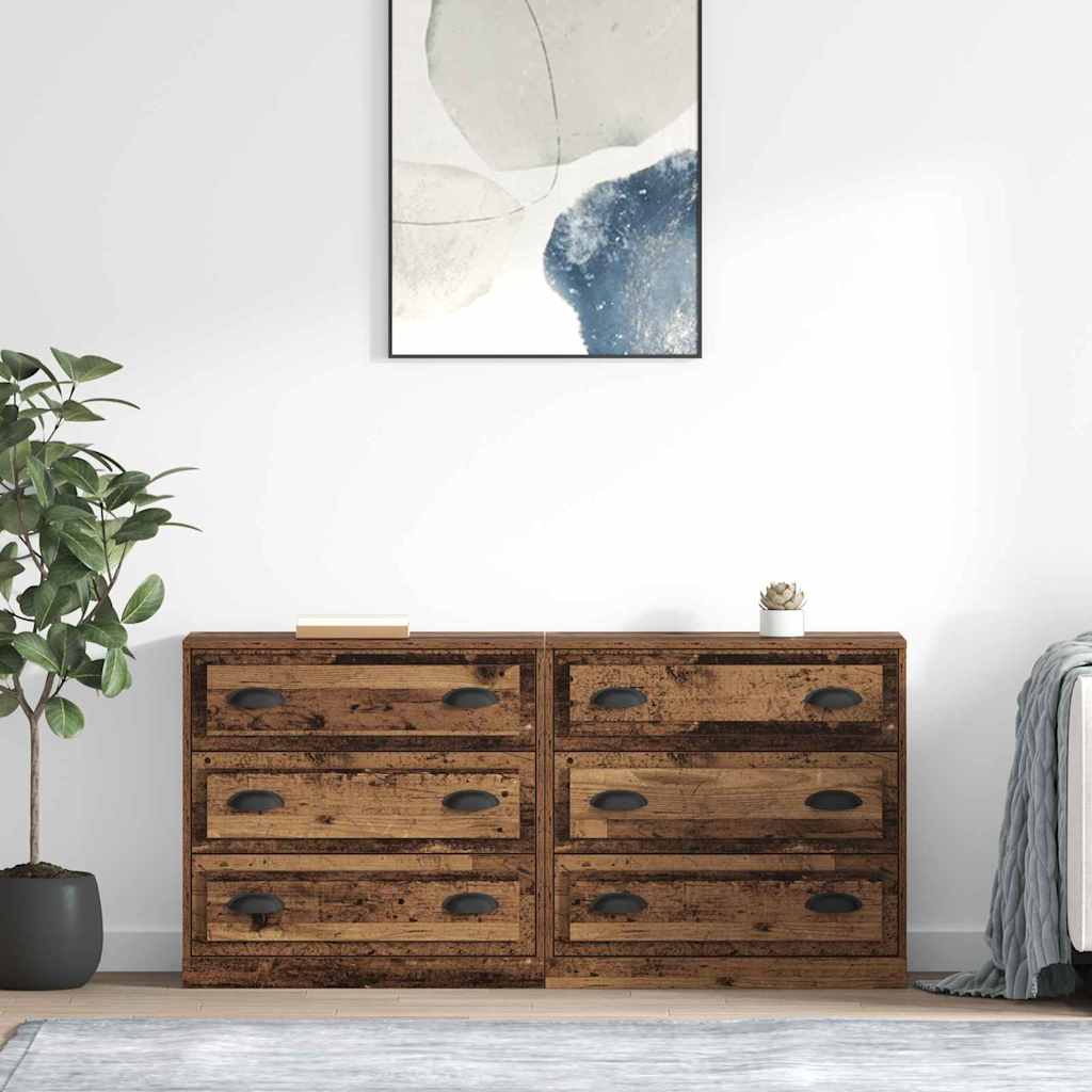 Buffets 2 pc Bois Ancien 70 x 35,5 x 67,5 cm Bois d'ingénierie