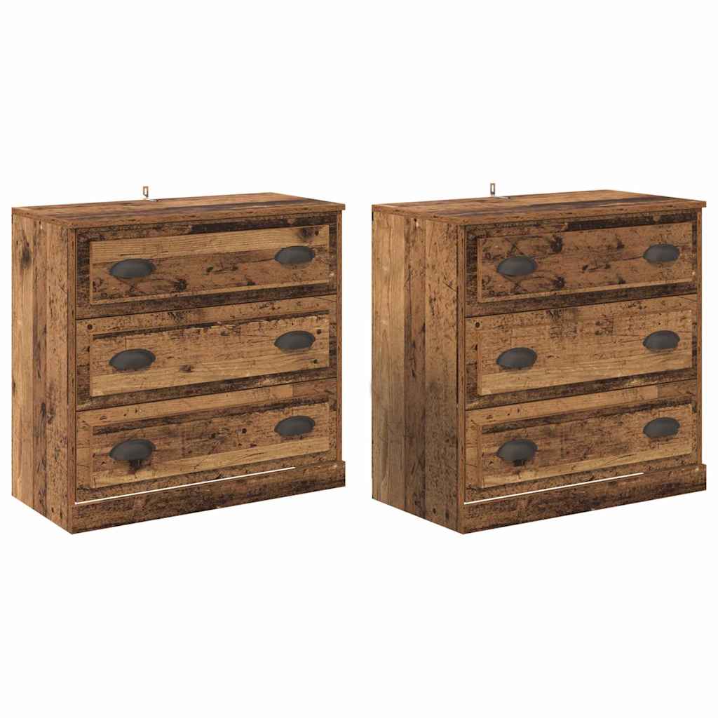 Buffets 2 pc Bois Ancien 70 x 35,5 x 67,5 cm Bois d'ingénierie