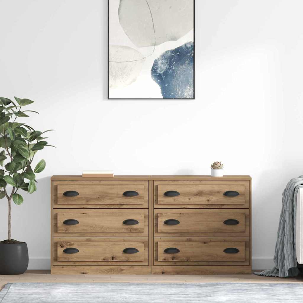 Buffets 2 pc Chêne artisanal 70 x 35,5 x 67,5 cm