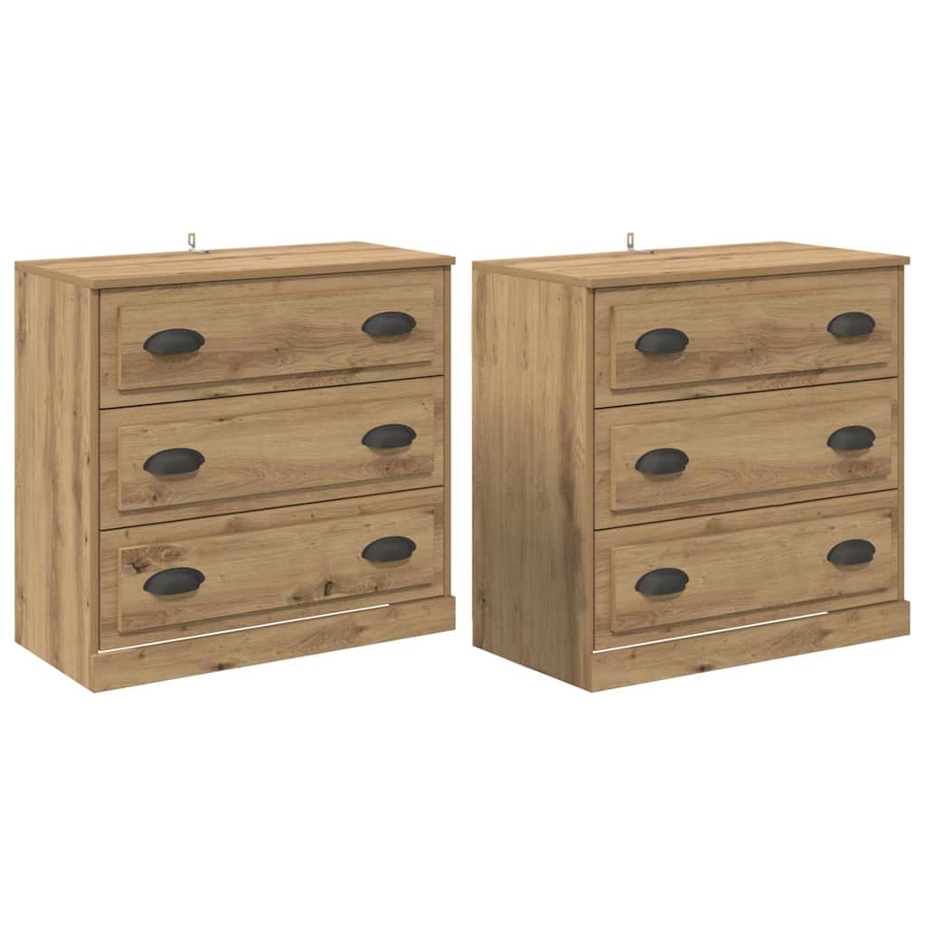 Buffets avec tiroir 2 pcs Chêne artisanal 70 x 35,5 x 67,5 cm - XIOS