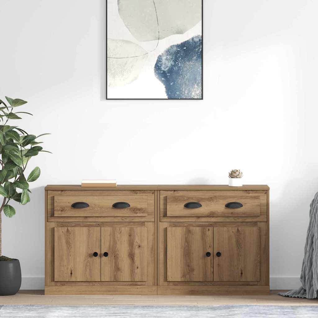 Buffets avec tiroir 2 pcs Chêne artisanal 70 x 35,5 x 67,5 cm - XIOS