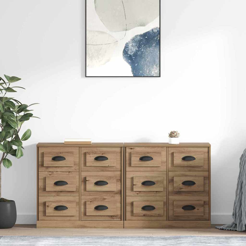 Buffets avec tiroir 2 pcs Chêne artisanal 70 x 35,5 x 67,5 cm - XIOS