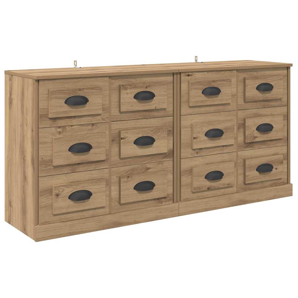 Buffets avec tiroir 2 pcs Chêne artisanal 70 x 35,5 x 67,5 cm - XIOS