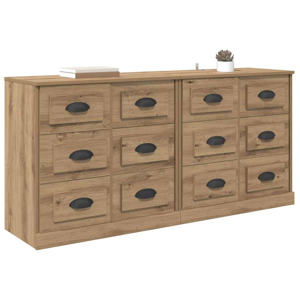 Buffets avec tiroir 2 pcs Chêne artisanal 70 x 35,5 x 67,5 cm - XIOS