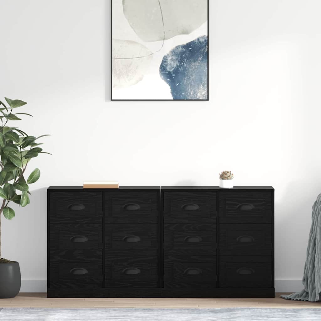 Buffets 2 pc Chêne noir 70 x 35,5 x 67,5 cm Bois d'ingénierie