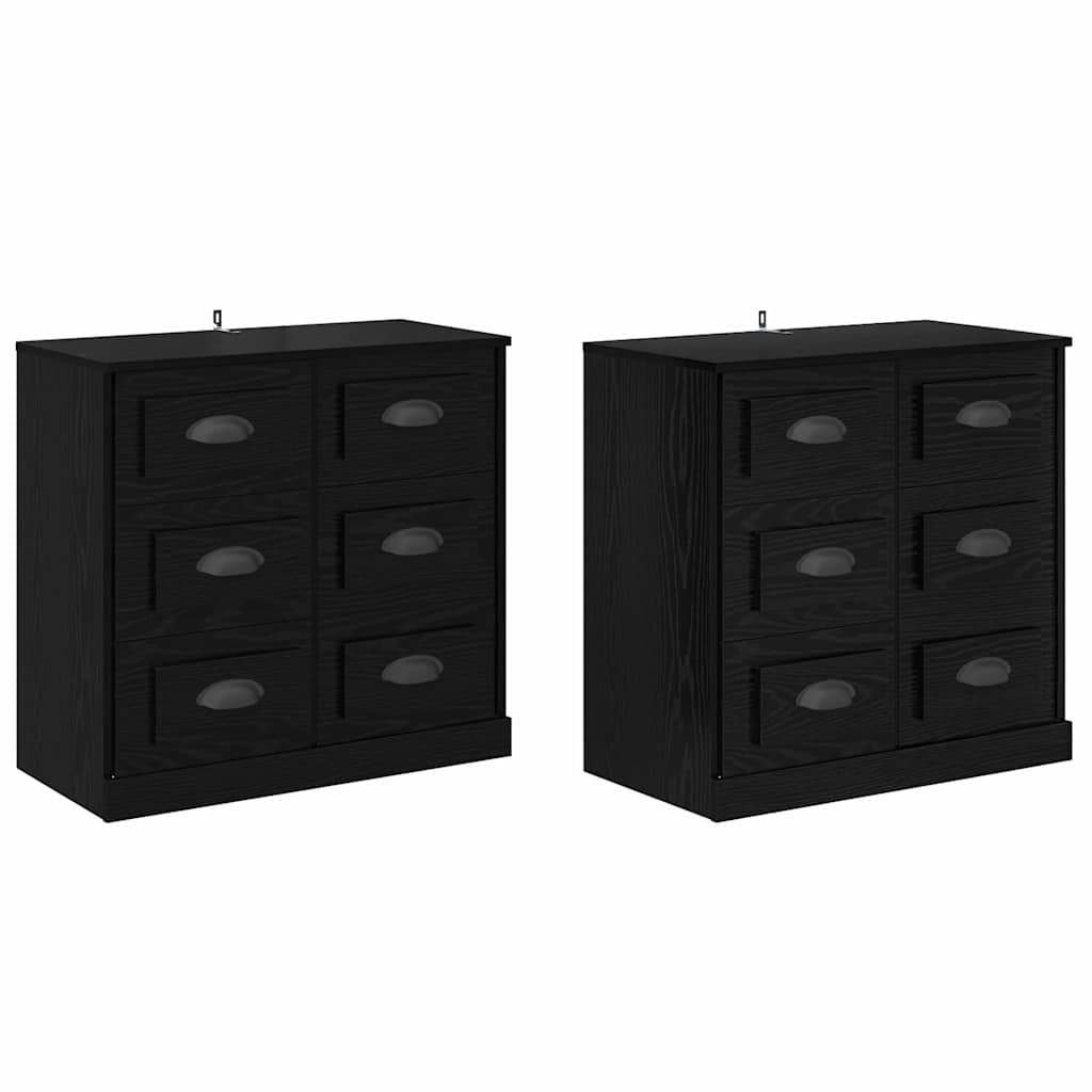 Buffets 2 pc Chêne noir 70 x 35,5 x 67,5 cm Bois d'ingénierie