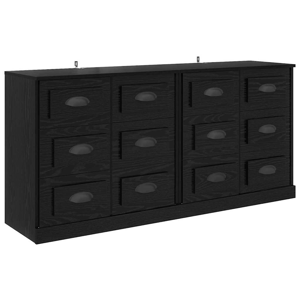 Buffets 2 pc Chêne noir 70 x 35,5 x 67,5 cm Bois d'ingénierie